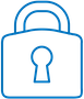 Blue icon of a padlock